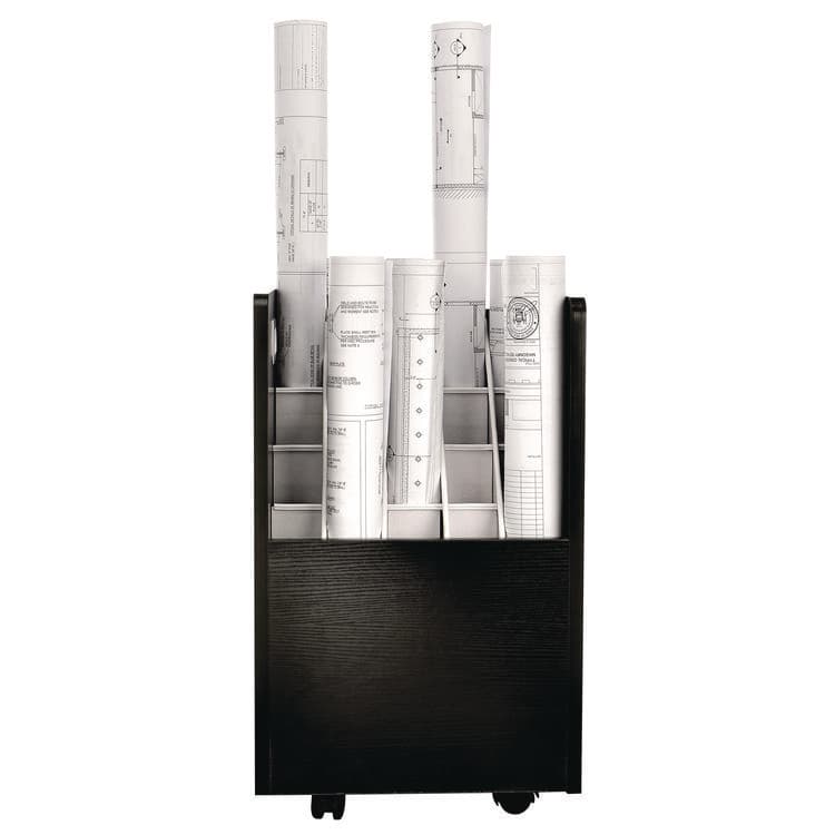 ADIROFFICE 20-Slot Mobile Rolling Wood Blueprint Storage Cabinet Roll File Large Document Organizer, 15.25 x 13.25 x 24.75, Black (ALHI624BLK) thumbnail 2