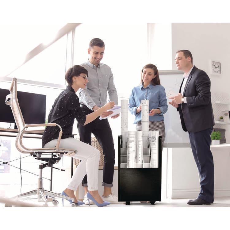 ADIROFFICE 20-Slot Mobile Rolling Wood Blueprint Storage Cabinet Roll File Large Document Organizer, 15.25 x 13.25 x 24.75, Black (ALHI624BLK) thumbnail 4