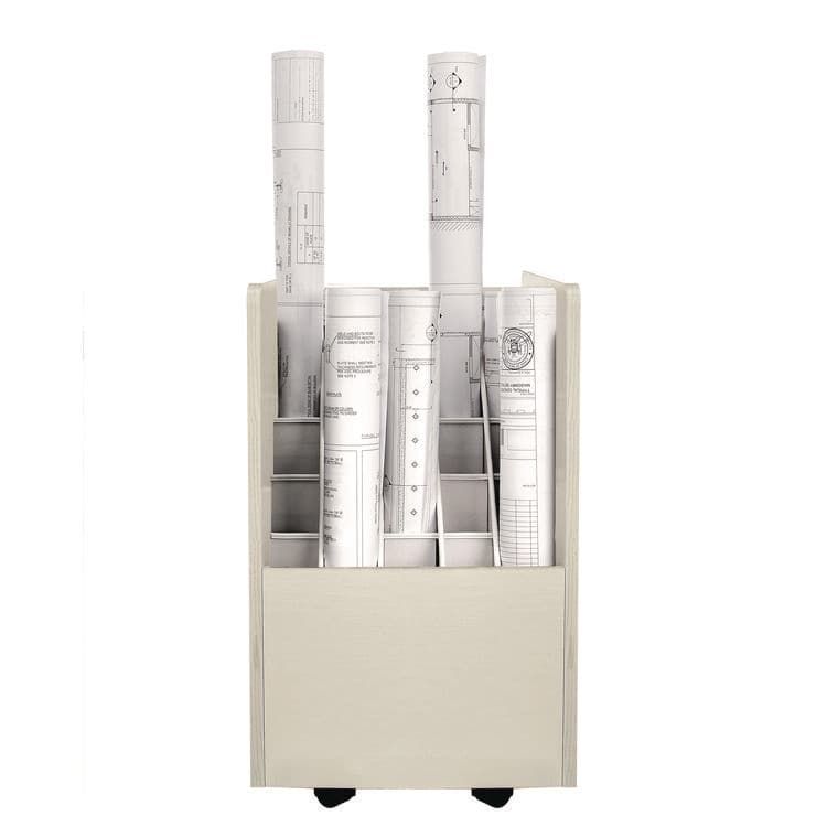 ADIROFFICE 20-Slot Mobile Rolling Wood Blueprint Storage Cabinet Roll File Large Document Organizer, 15.25 x 13.25 x 24.75, White (ALHI624WHI) thumbnail 2