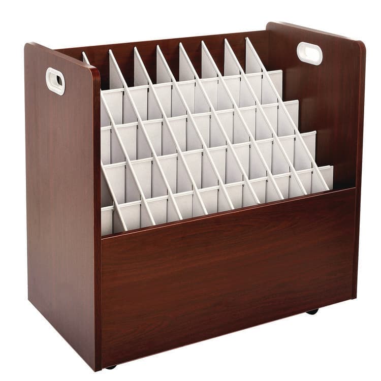 ADIROFFICE 50-Compartment Mobile Wood Blueprint Rolled File Storage Organizer, 50 Compartments, 30 x 15.75 x 28.5, Mahogany (ALHI626MA)