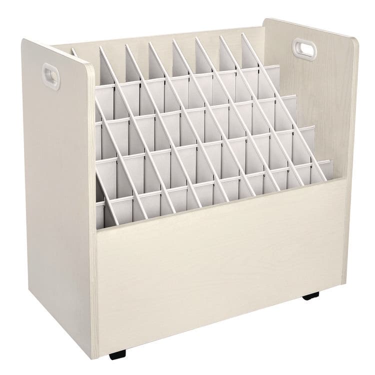 ADIROFFICE 50-Compartment Mobile Wood Blueprint Rolled File Storage Organizer, 50 Compartments, 30 x 15.75 x 28.5, White (ALHI626WHI)