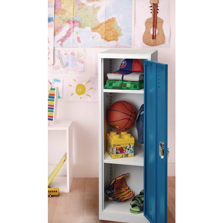 ADIROFFICE Steel Storage Locker, 1 Compartment, 15 x 15 x 48, Blue (ALHI62901BLU) thumbnail 3