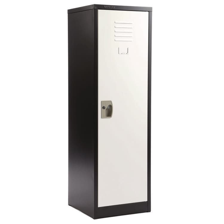 ADIROFFICE Steel Storage Locker, 1 Compartment, 15 x 15 x 48, Black Body/White Doors (ALHI62901BW) thumbnail 3