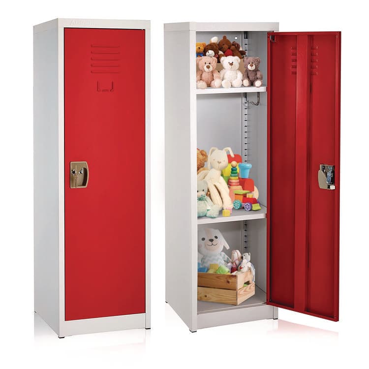 ADIROFFICE Steel Storage Locker, 1 Compartment, 15 x 15 x 48, Red (ALHI62901RED) thumbnail 2