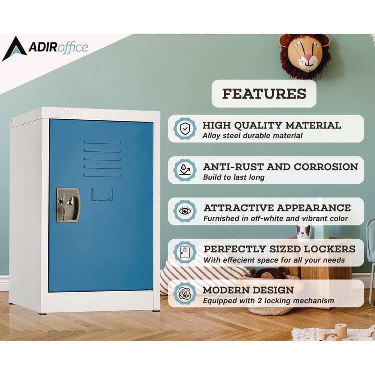 ADIROFFICE Steel Storage Locker, 1 Compartment, 15 x 15 x 24, Blue (ALHI62902BLU) thumbnail 3