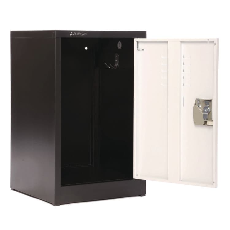 ADIROFFICE Steel Storage Locker, 1 Compartment, 15 x 15 x 24, Black Body/White Doors (ALHI62902BW) thumbnail 3