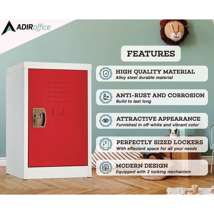 ADIROFFICE Steel Storage Locker, 1 Compartment, 15 x 15 x 24, Red (ALHI62902RED) thumbnail 4