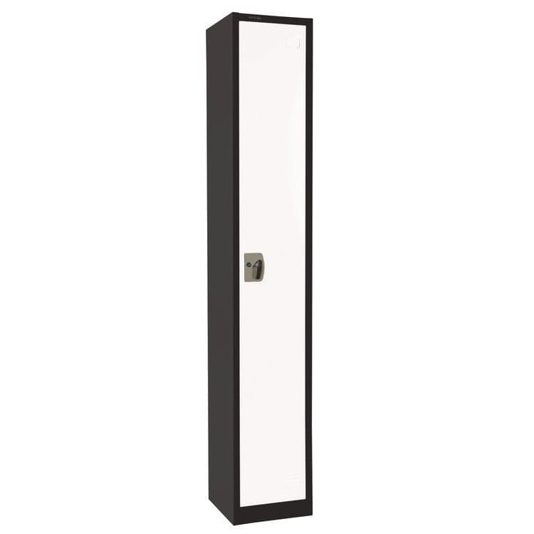 ADIROFFICE Steel Storage Locker, 1 Compartment, 12 x 12 x 72, Black Body/White Doors (ALHI629201BW) thumbnail 3