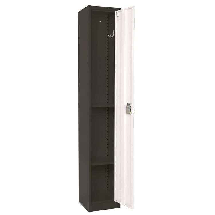 ADIROFFICE Steel Storage Locker, 1 Compartment, 12 x 12 x 72, Black Body/White Doors (ALHI629201BW) thumbnail 4