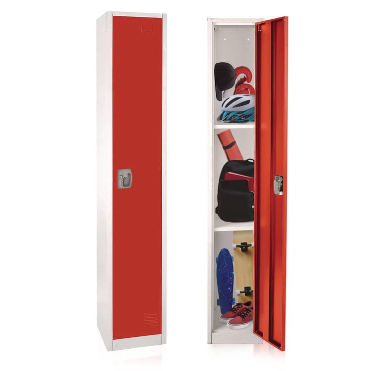 ADIROFFICE Steel Storage Locker, 1 Compartment, 12 x 12 x 72, Red (ALHI629201RED) thumbnail 2