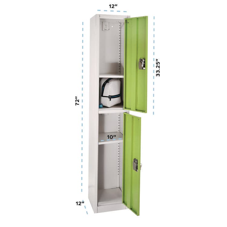 ADIROFFICE Steel Storage Locker, 2 Compartment, 12 x 12 x 72, Green (ALHI629202GRN) thumbnail 3