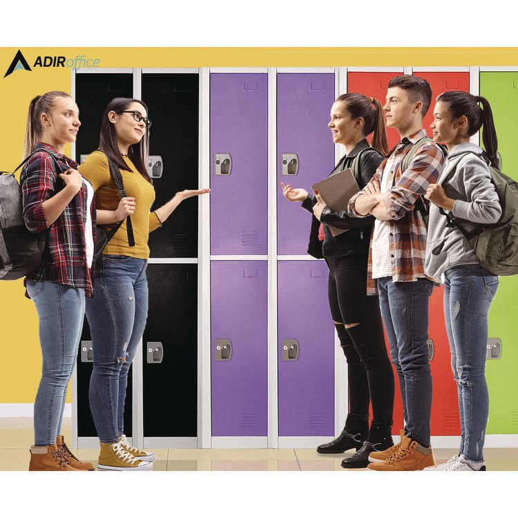 ADIROFFICE Steel Storage Locker, 2 Compartment, 12 x 12 x 72, Purple (ALHI629202PUR) thumbnail 3