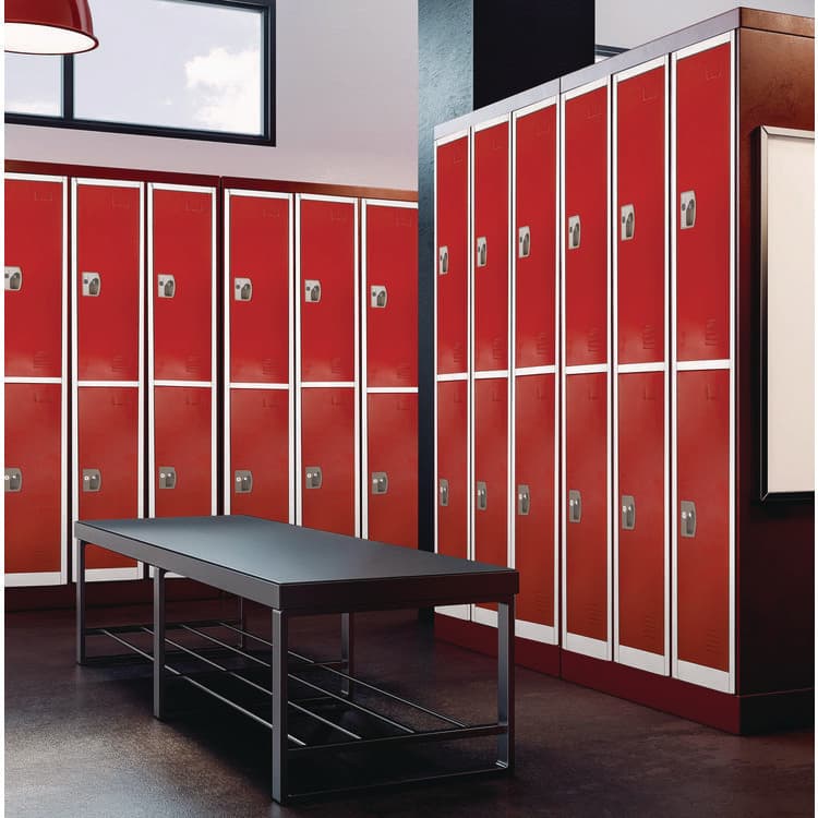 ADIROFFICE Steel Storage Locker, 2 Compartment, 12 x 12 x 72, Red (ALHI629202RED) thumbnail 2