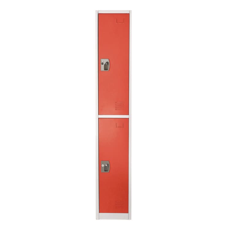 ADIROFFICE Steel Storage Locker, 2 Compartment, 12 x 12 x 72, Red (ALHI629202RED) thumbnail 4
