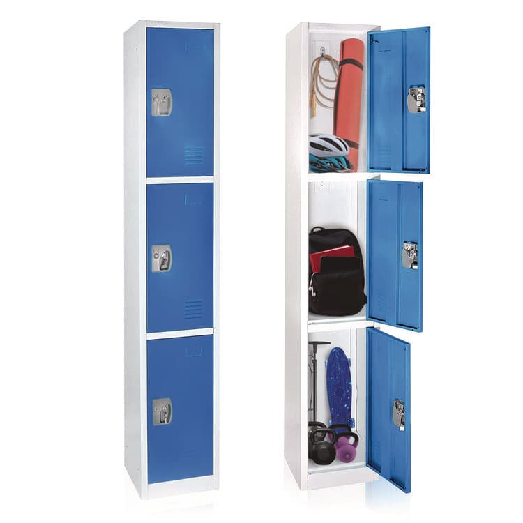 ADIROFFICE Steel Storage Locker, 3 Compartment, 12 x 12 x 72, Blue (ALHI629203BLU) thumbnail 2