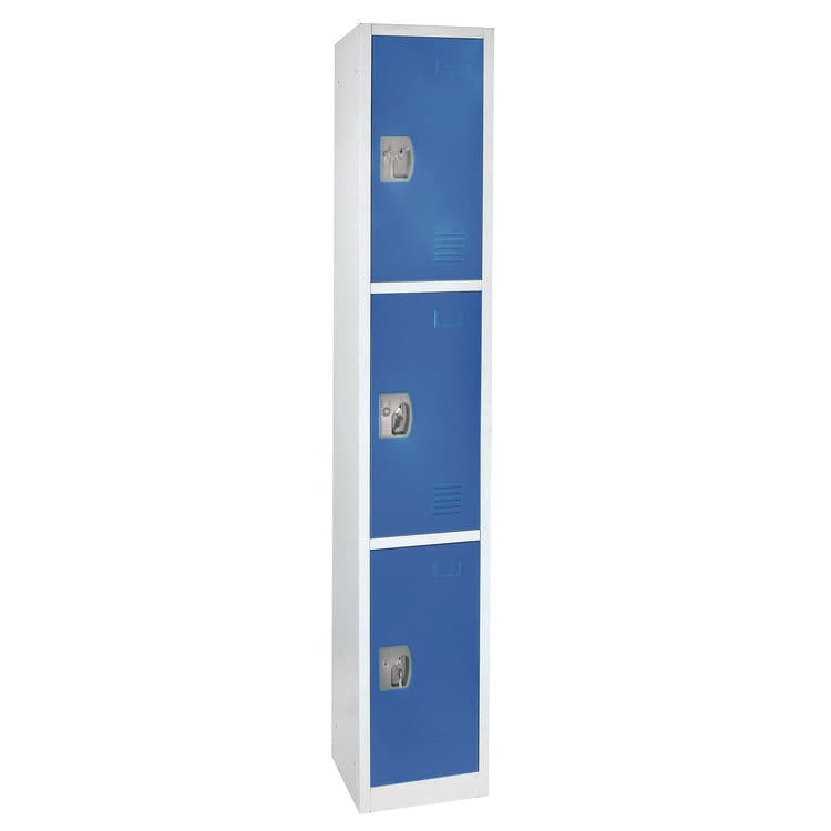 ADIROFFICE Steel Storage Locker, 3 Compartment, 12 x 12 x 72, Blue (ALHI629203BLU) thumbnail 3