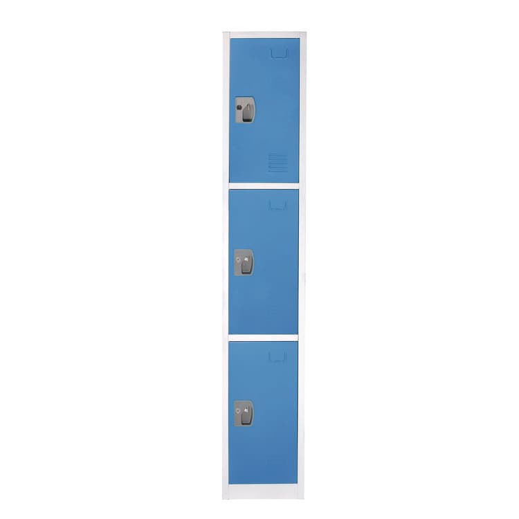 ADIROFFICE Steel Storage Locker, 3 Compartment, 12 x 12 x 72, Blue (ALHI629203BLU)