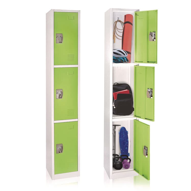 ADIROFFICE Steel Storage Locker, 3 Compartment, 12 x 12 x 72, Green (ALHI629203GRN) thumbnail 2