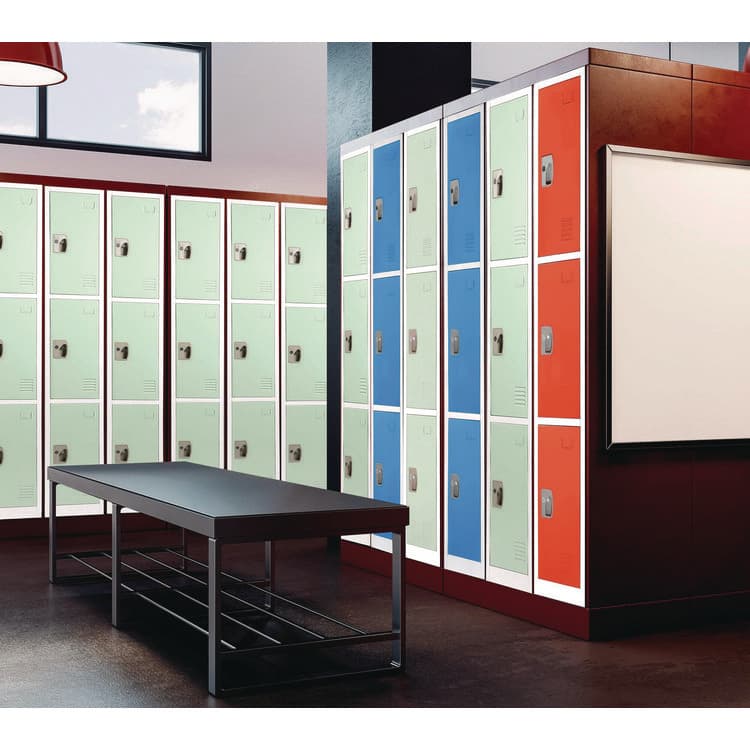 ADIROFFICE Steel Storage Locker, 3 Compartment, 12 x 12 x 72, Misty Green (ALHI629203MGRN) thumbnail 2