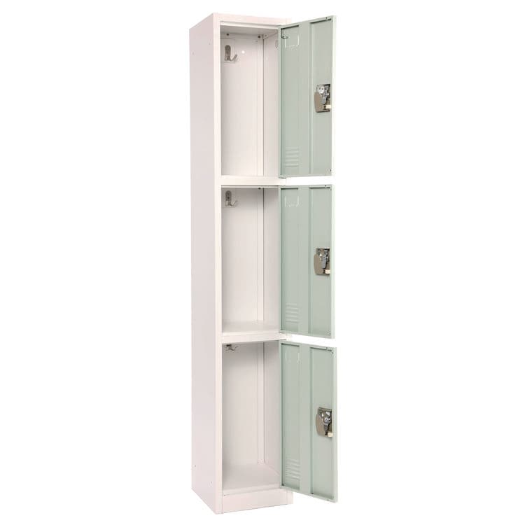 ADIROFFICE Steel Storage Locker, 3 Compartment, 12 x 12 x 72, Misty Green (ALHI629203MGRN) thumbnail 4