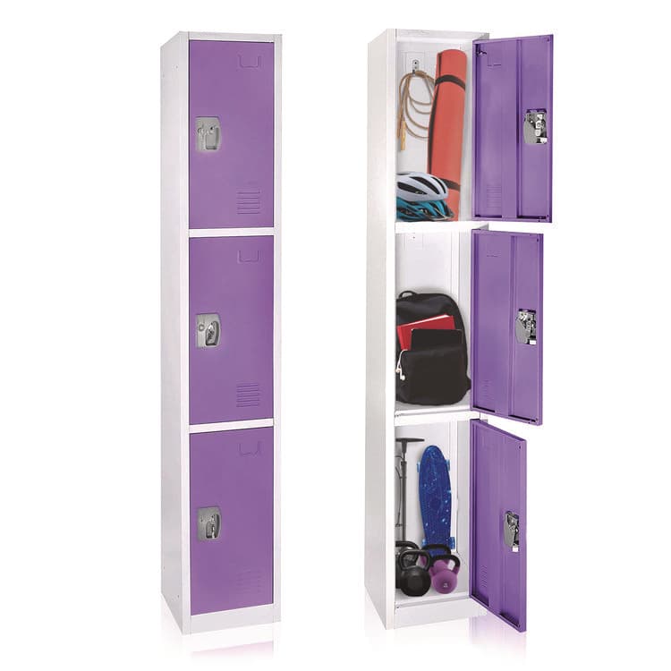 ADIROFFICE Steel Storage Locker, 3 Compartment, 12 x 12 x 72, Purple (ALHI629203PUR) thumbnail 2