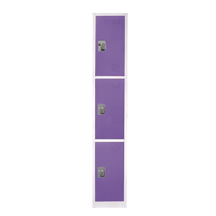 ADIROFFICE Steel Storage Locker, 3 Compartment, 12 x 12 x 72, Purple (ALHI629203PUR)