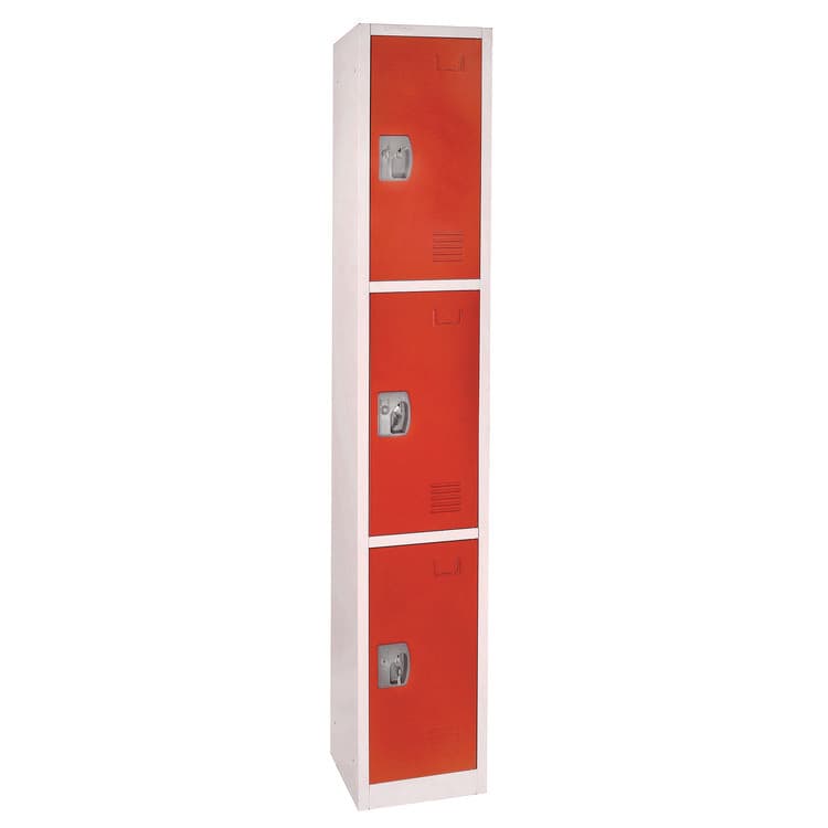 ADIROFFICE Steel Storage Locker, 3 Compartment, 12 x 12 x 72, Red (ALHI629203RED) thumbnail 3