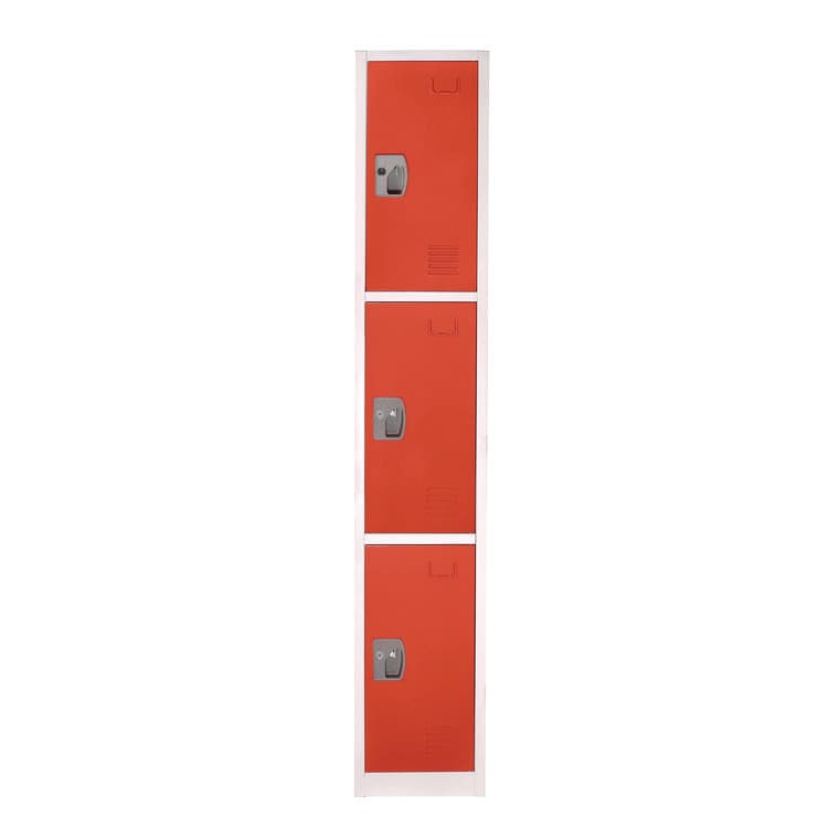 ADIROFFICE Steel Storage Locker, 3 Compartment, 12 x 12 x 72, Red (ALHI629203RED)