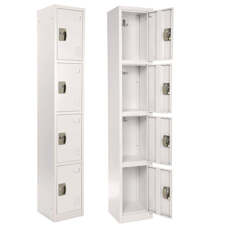 ADIROFFICE Steel Storage Locker, 4 Compartment, 12 x 12 x 72, White (ALHI629204WHI) thumbnail 2