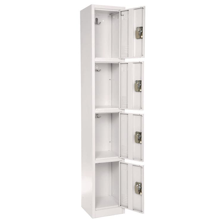 ADIROFFICE Steel Storage Locker, 4 Compartment, 12 x 12 x 72, White (ALHI629204WHI) thumbnail 4