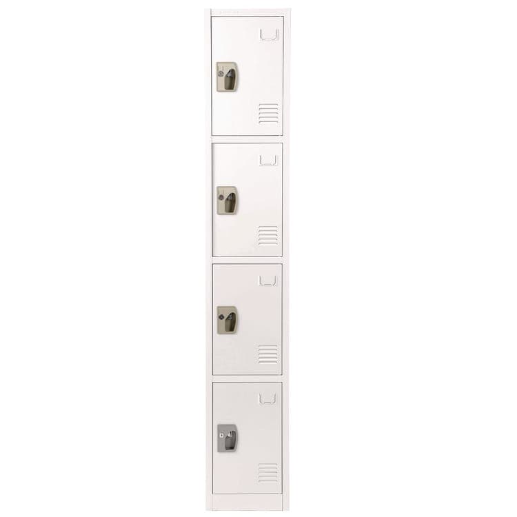 ADIROFFICE Steel Storage Locker, 4 Compartment, 12 x 12 x 72, White (ALHI629204WHI)
