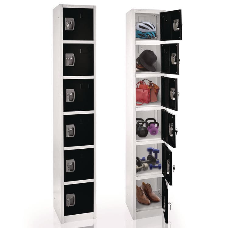 ADIROFFICE Steel Storage Locker, 6 Compartment, 12 x 12 x 72, Black (ALHI629206BLK) thumbnail 2