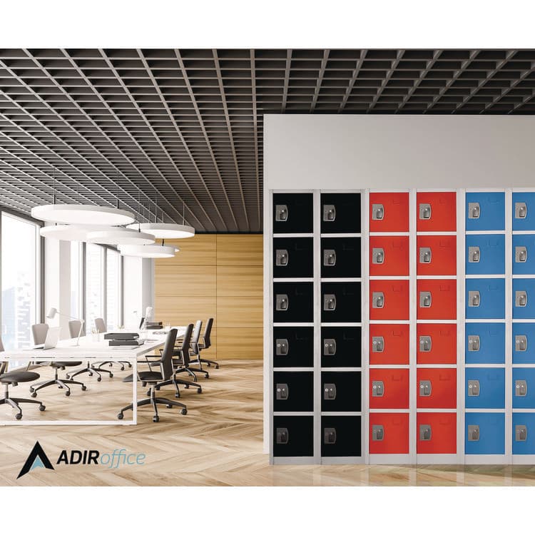 ADIROFFICE Steel Storage Locker, 6 Compartment, 12 x 12 x 72, Black (ALHI629206BLK) thumbnail 4