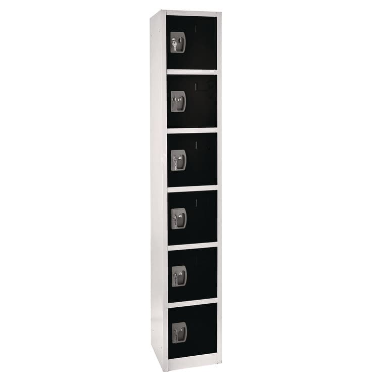 ADIROFFICE Steel Storage Locker, 6 Compartment, 12 x 12 x 72, Black (ALHI629206BLK)