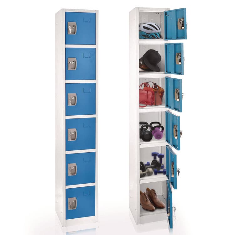 ADIROFFICE Steel Storage Locker, 6 Compartment, 12 x 12 x 72, Blue (ALHI629206BLU) thumbnail 2