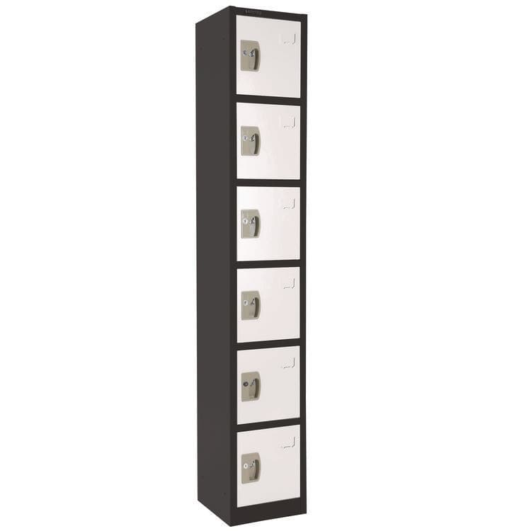 ADIROFFICE Steel Storage Locker, 6 Compartment, 12 x 12 x 72, Black Body/White Doors (ALHI629206BW) thumbnail 4