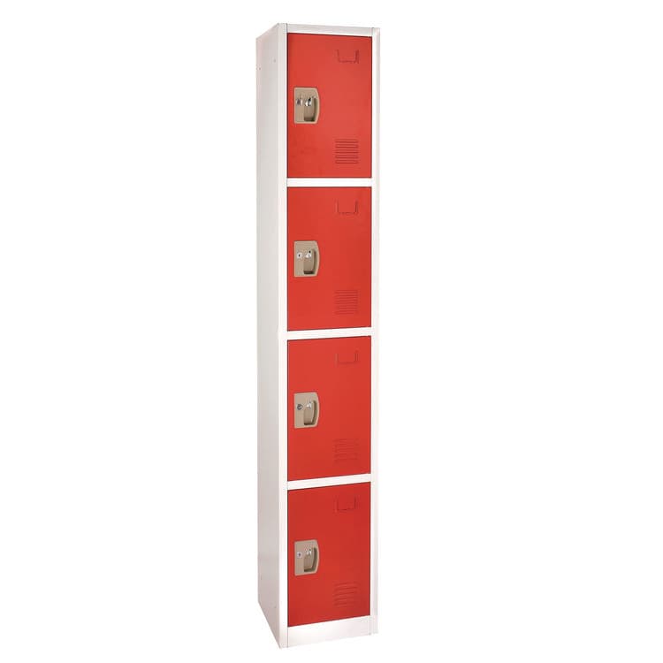 ADIROFFICE Steel Storage Locker, 4 Compartment, 12 x 12 x 72, Red (ALHI629204RED) thumbnail 3