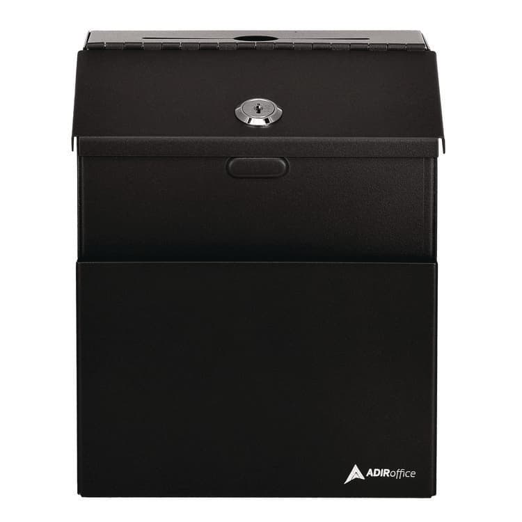 ADIROFFICE Wall Mountable Steel Suggestion Secure Drop Box with Key, 7 x 6 x 8.5, Stainless Steel 304, Black (ALHI63101BLK) thumbnail 3