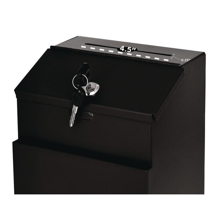 ADIROFFICE Wall Mountable Steel Suggestion Secure Drop Box with Key, 7 x 6 x 8.5, Stainless Steel 304, Black (ALHI63101BLK) thumbnail 4