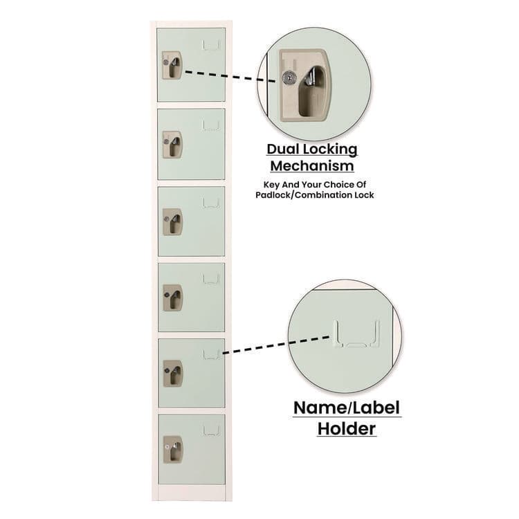 ADIROFFICE Steel Storage Locker, 6 Compartment, 12 x 12 x 72, Misty Green (ALHI629206MGRN) thumbnail 2