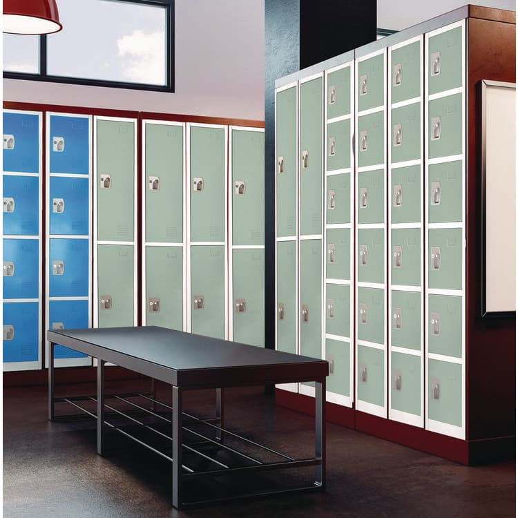 ADIROFFICE Steel Storage Locker, 6 Compartment, 12 x 12 x 72, Misty Green (ALHI629206MGRN) thumbnail 3