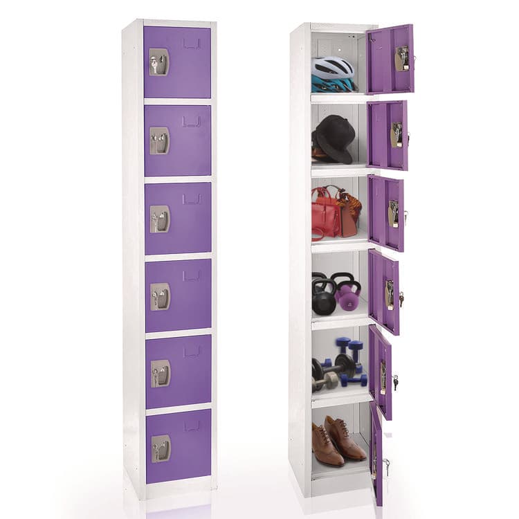 ADIROFFICE Steel Storage Locker, 6 Compartment, 12 x 12 x 72, Purple (ALHI629206PUR) thumbnail 2