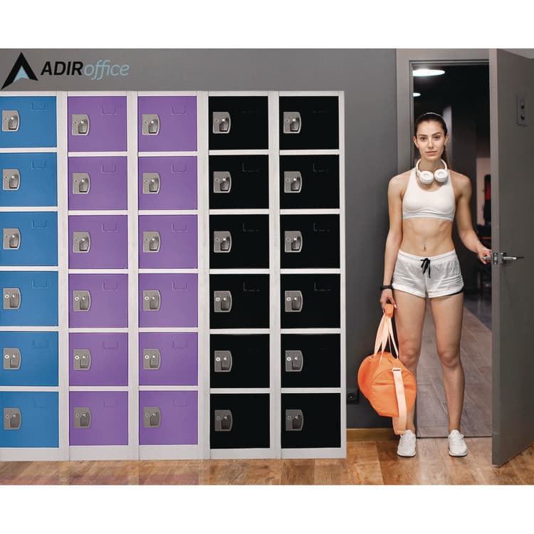 ADIROFFICE Steel Storage Locker, 6 Compartment, 12 x 12 x 72, Purple (ALHI629206PUR) thumbnail 4