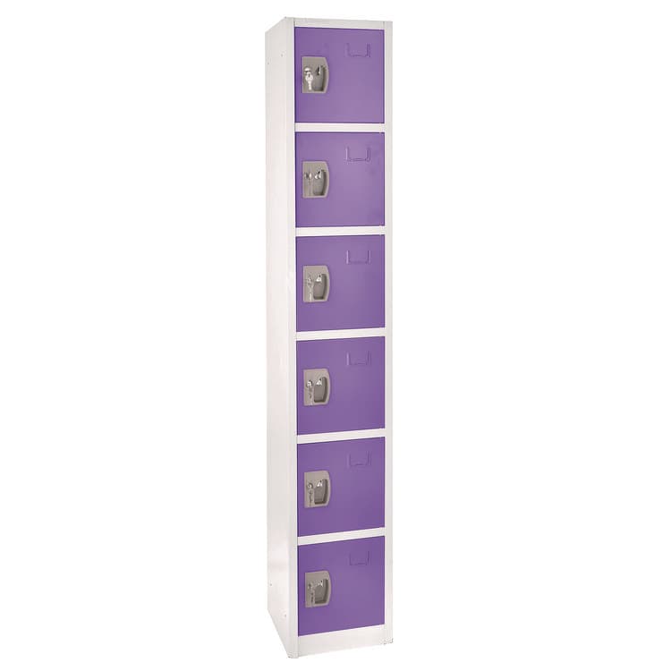 ADIROFFICE Steel Storage Locker, 6 Compartment, 12 x 12 x 72, Purple (ALHI629206PUR)