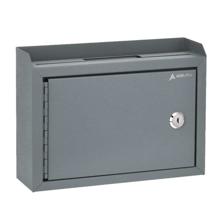 ADIROFFICE Medium Size Steel Multi-Purpose Secure Drop Box, 9.8 x 3.4 x 7.5, Gray (ALHI63102GRY)