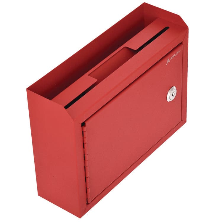 ADIROFFICE Medium Size Steel Multi-Purpose Secure Drop Box, 9.8 x 3.4 x 7.5, Red (ALHI63102RED) thumbnail 4