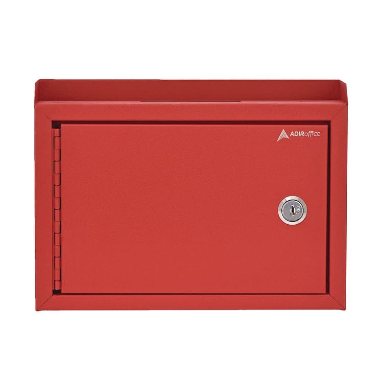 ADIROFFICE Medium Size Steel Multi-Purpose Secure Drop Box, 9.8 x 3.4 x 7.5, Red (ALHI63102RED)