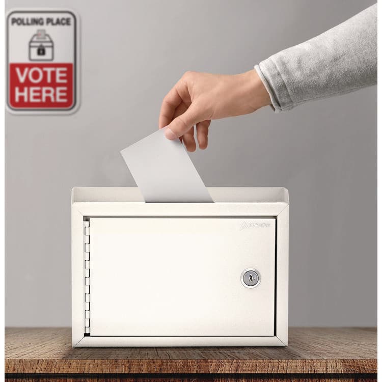 ADIROFFICE Medium Size Steel Multi-Purpose Secure Drop Box, 9.8 x 3.4 x 7.5, White (ALHI63102WHI) thumbnail 2