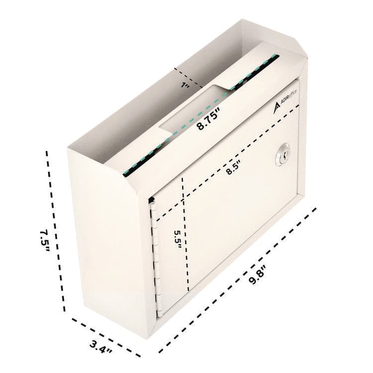 ADIROFFICE Medium Size Steel Multi-Purpose Secure Drop Box, 9.8 x 3.4 x 7.5, White (ALHI63102WHI) thumbnail 4