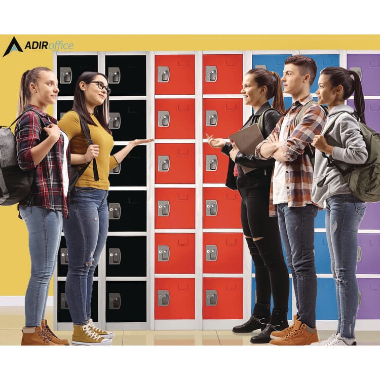 ADIROFFICE Steel Storage Locker, 6 Compartment, 12 x 12 x 72, Red (ALHI629206RED) thumbnail 3